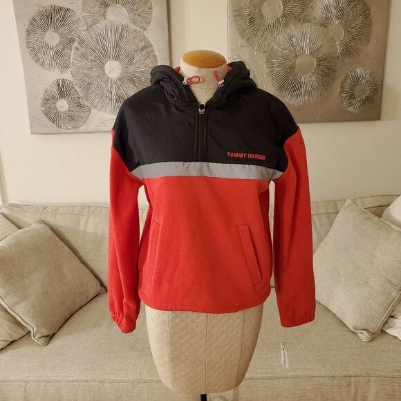 Tommy Hilfiger Sport Polar Fleece Half-Zip Hoodie size XS - NEW - Picture 2 of 10